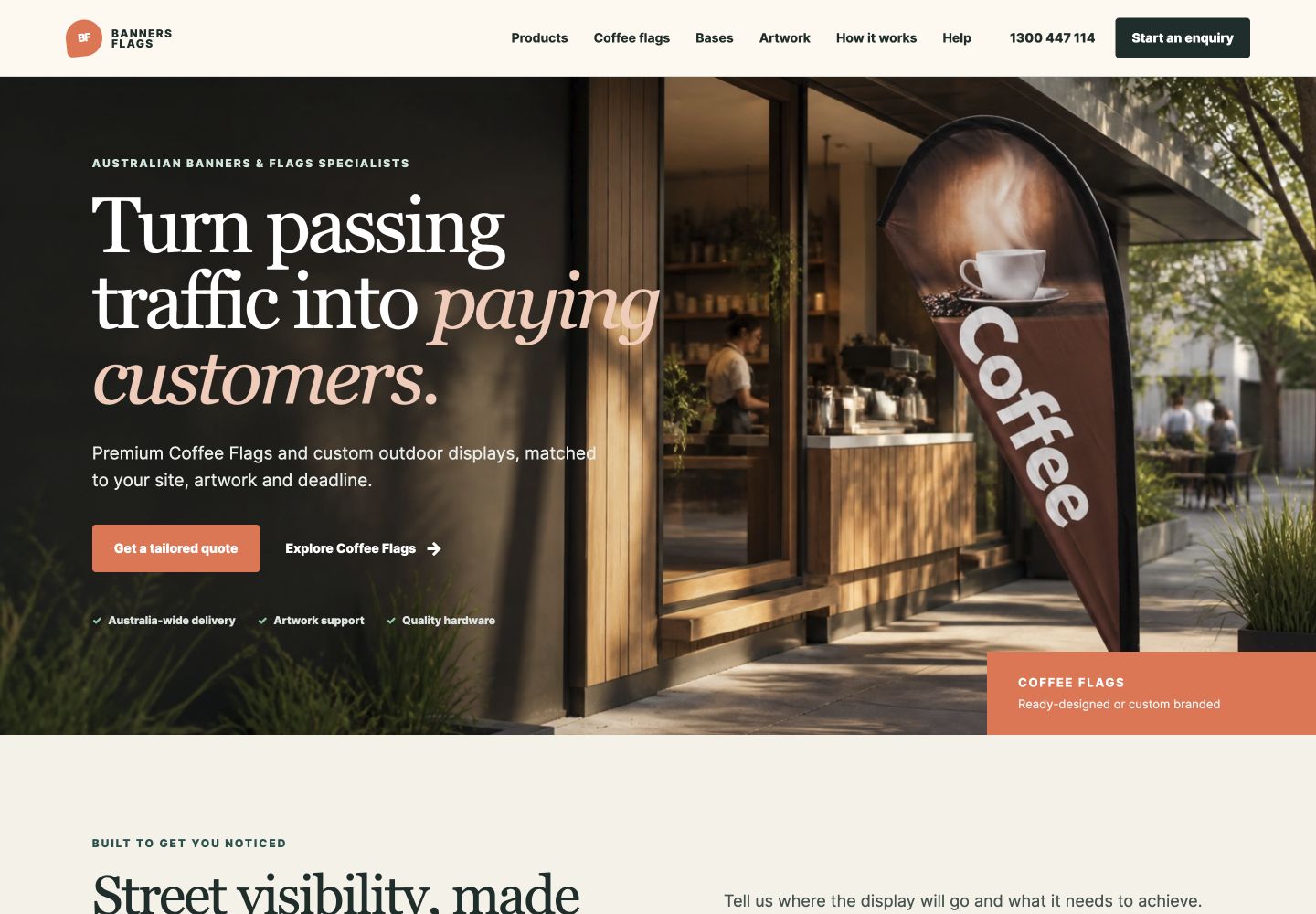 Banners Flags homepage — website and enquiry experience